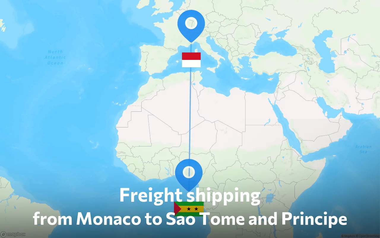 Shipping route from Monaco to Sao Tome and Principe