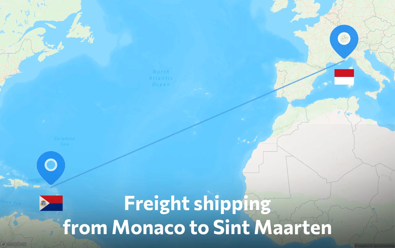 Shipping route from Monaco to Sint Maarten