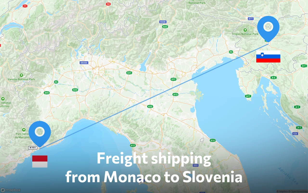 Shipping route from Monaco to Slovenia
