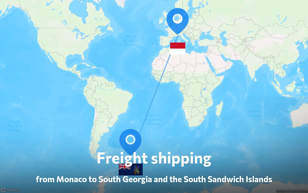 Shipping route from Monaco to South Georgia and the South Sandwich Islands