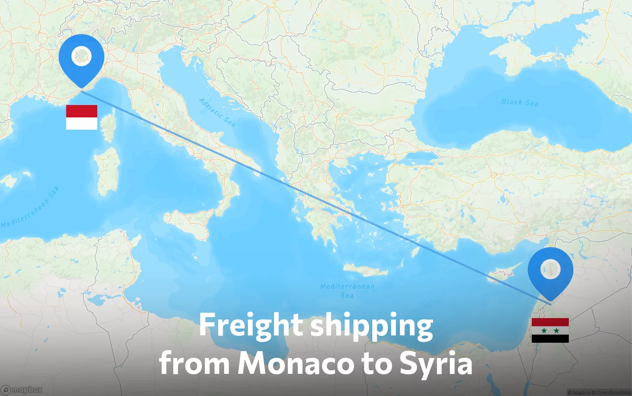Shipping route from Monaco to Syria