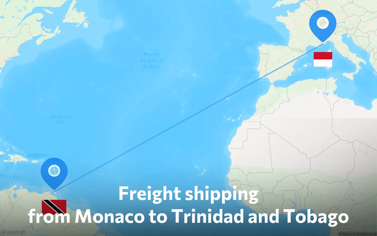 Shipping route from Monaco to Trinidad and Tobago