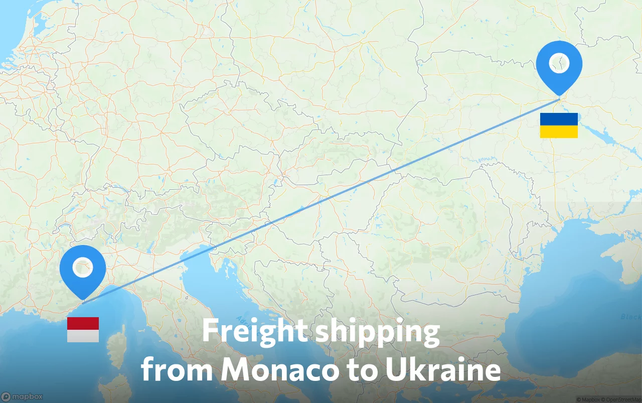 Shipping route from Monaco to Ukraine