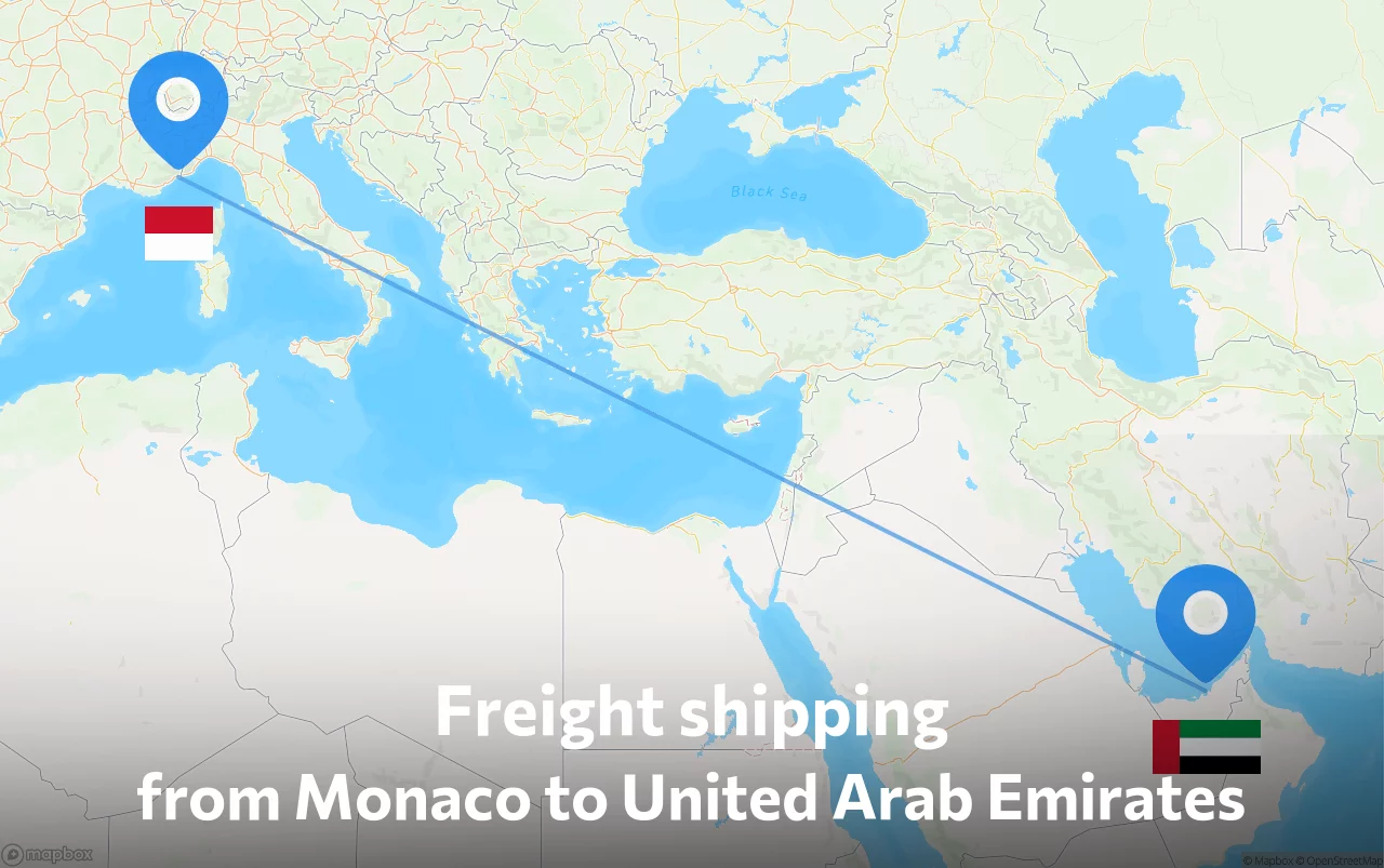 Shipping route from Monaco to United Arab Emirates