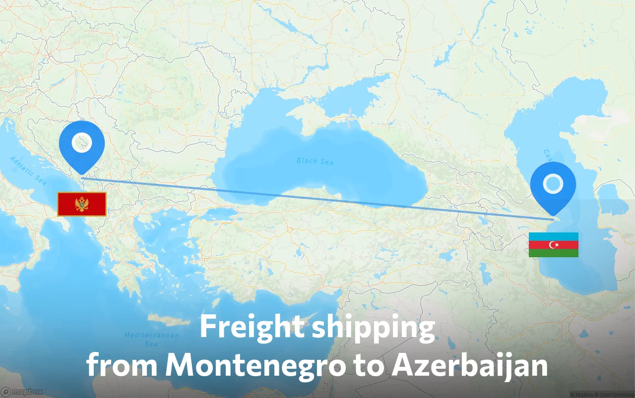 Shipping route from Montenegro to Azerbaijan