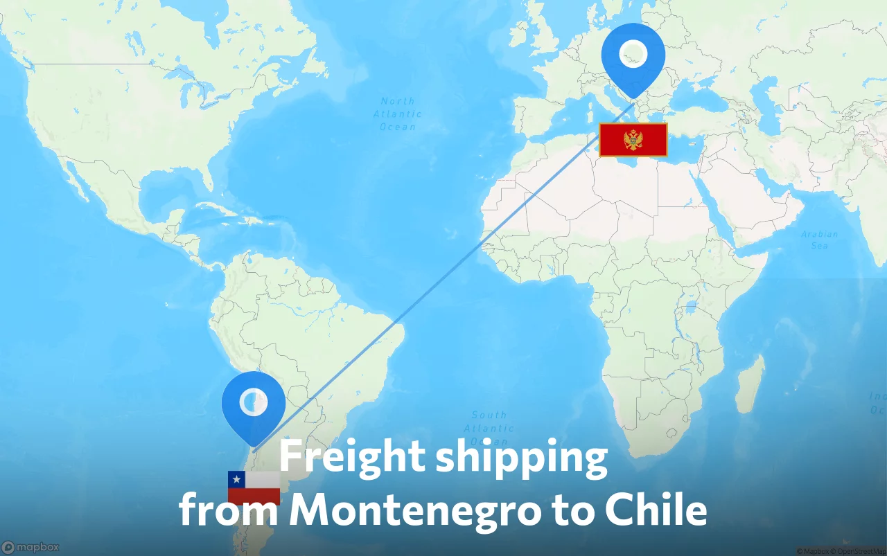 Shipping route from Montenegro to Chile