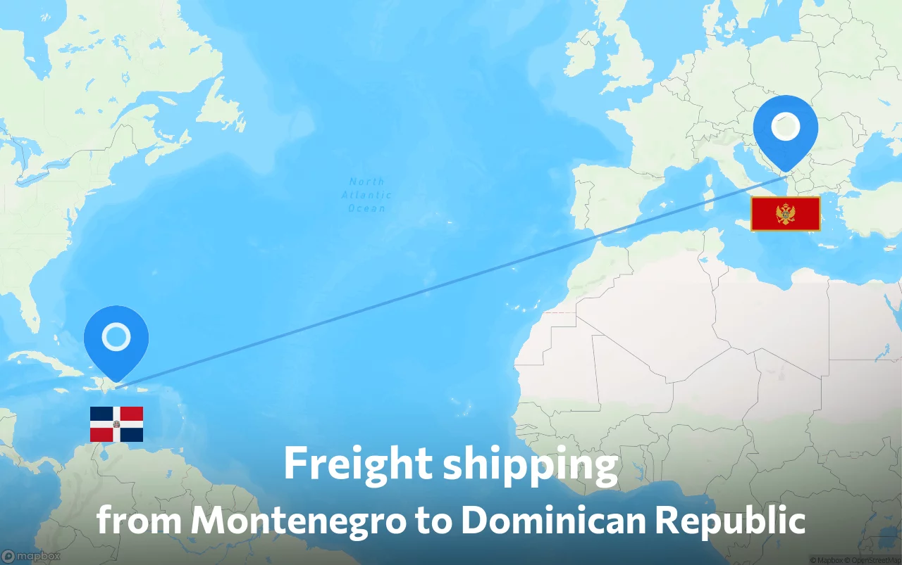 Shipping route from Montenegro to Dominican Republic