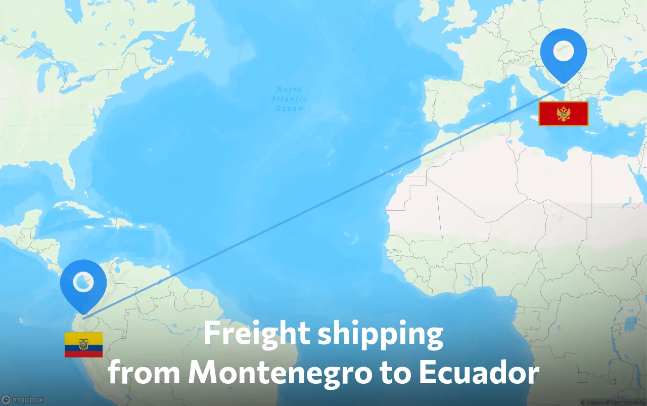 Shipping route from Montenegro to Ecuador