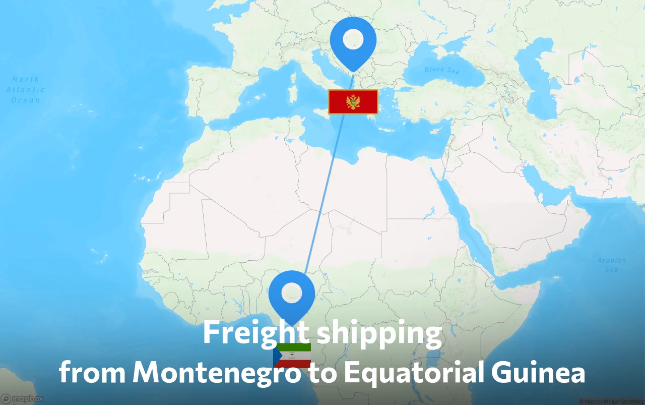 Shipping route from Montenegro to Equatorial Guinea