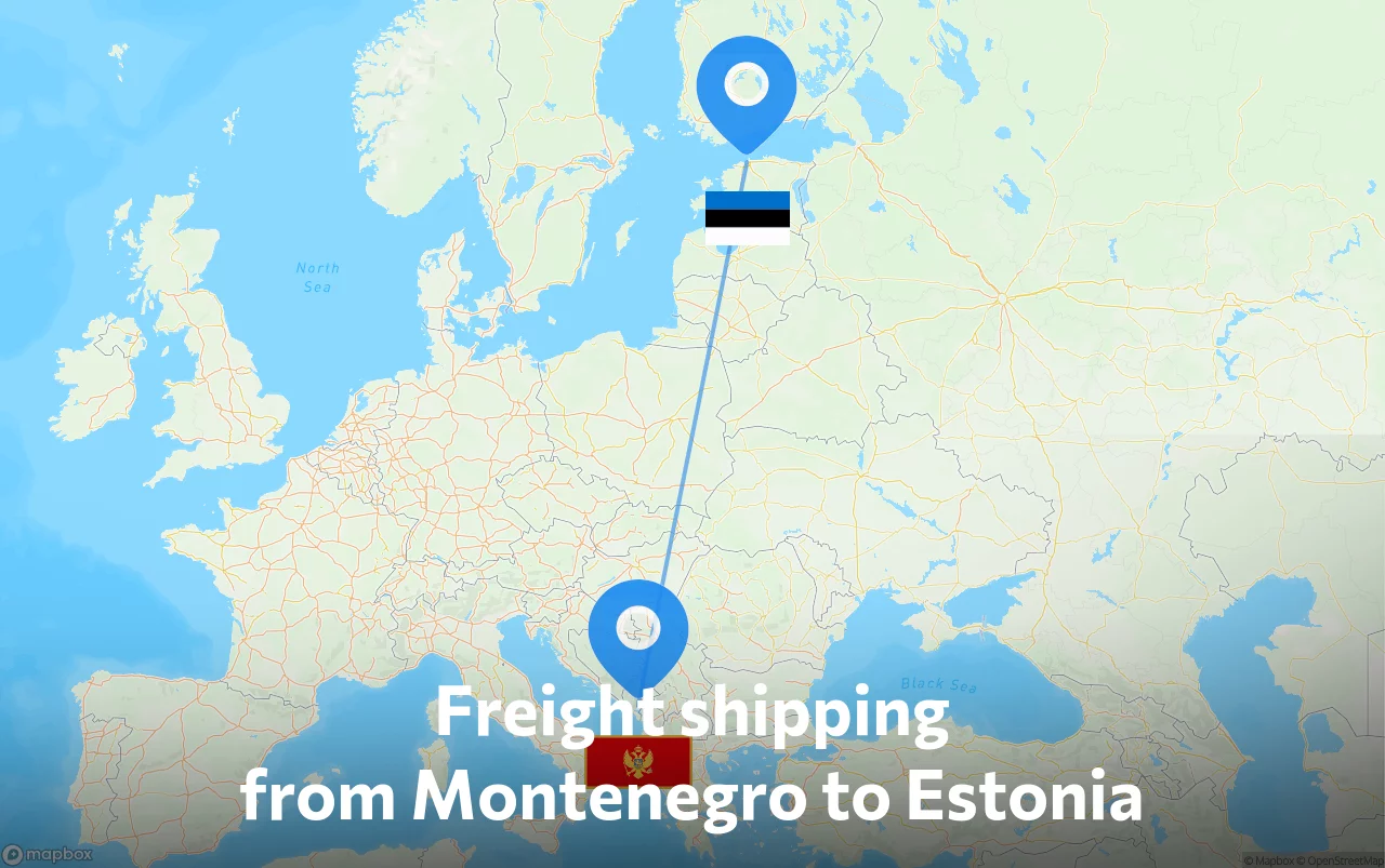 Shipping route from Montenegro to Estonia