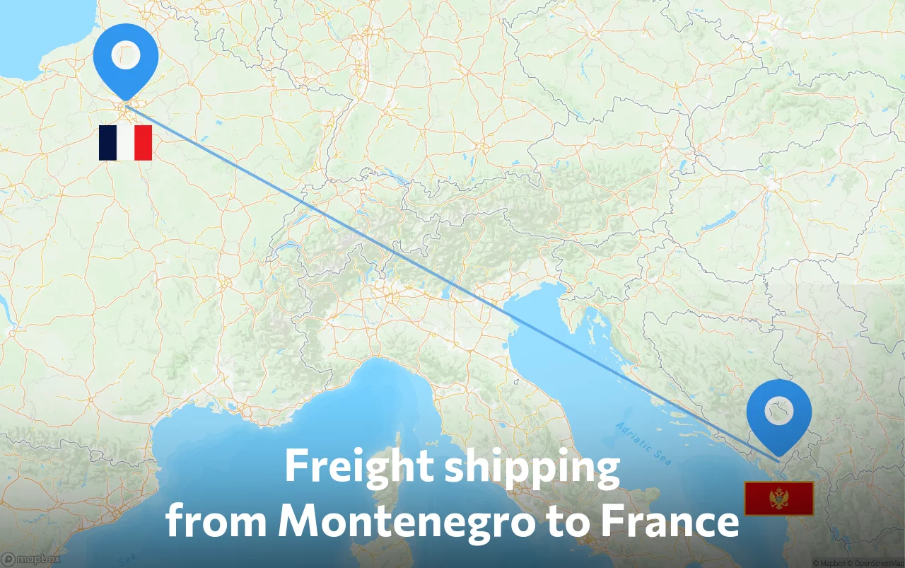Shipping route from Montenegro to France