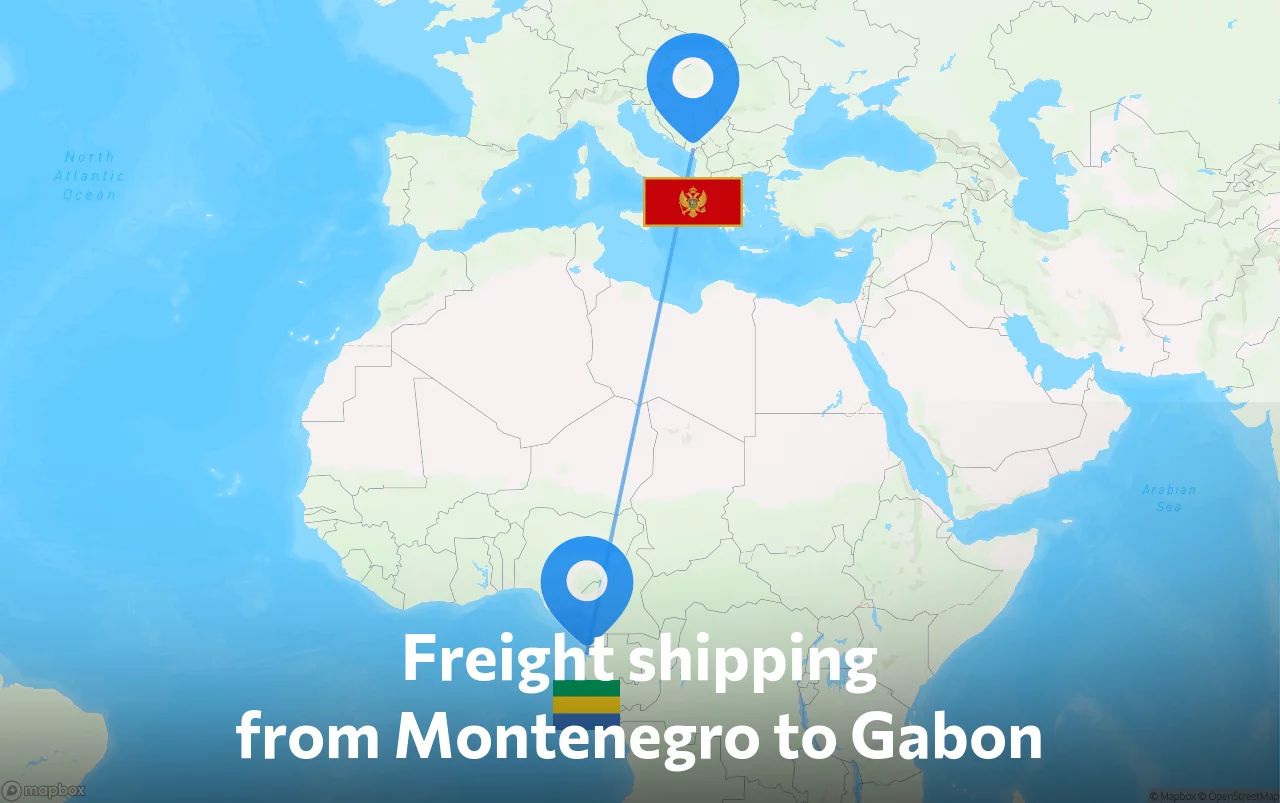 Shipping route from Montenegro to Gabon