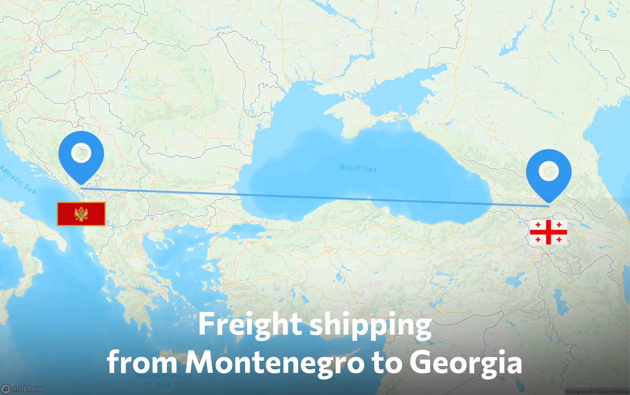 Shipping route from Montenegro to Georgia