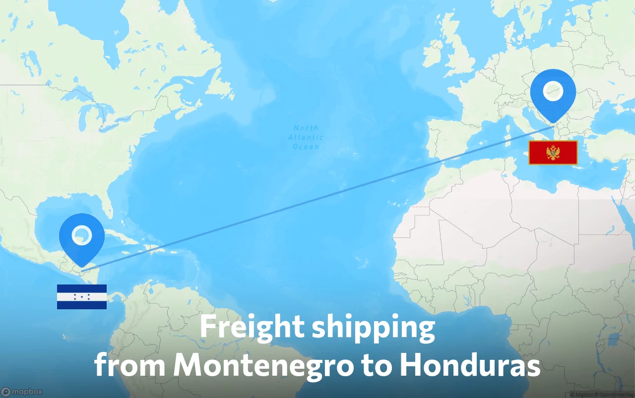 Shipping route from Montenegro to Honduras