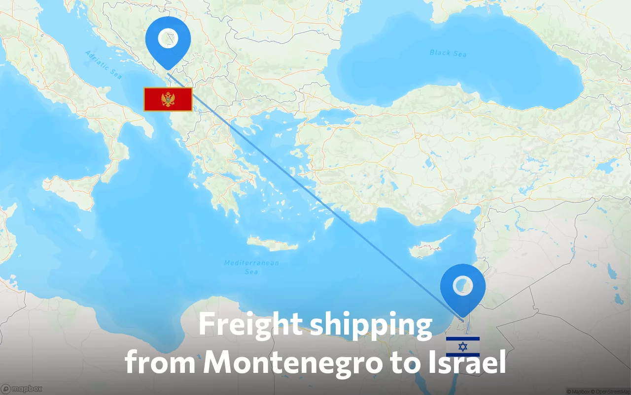 Shipping route from Montenegro to Israel