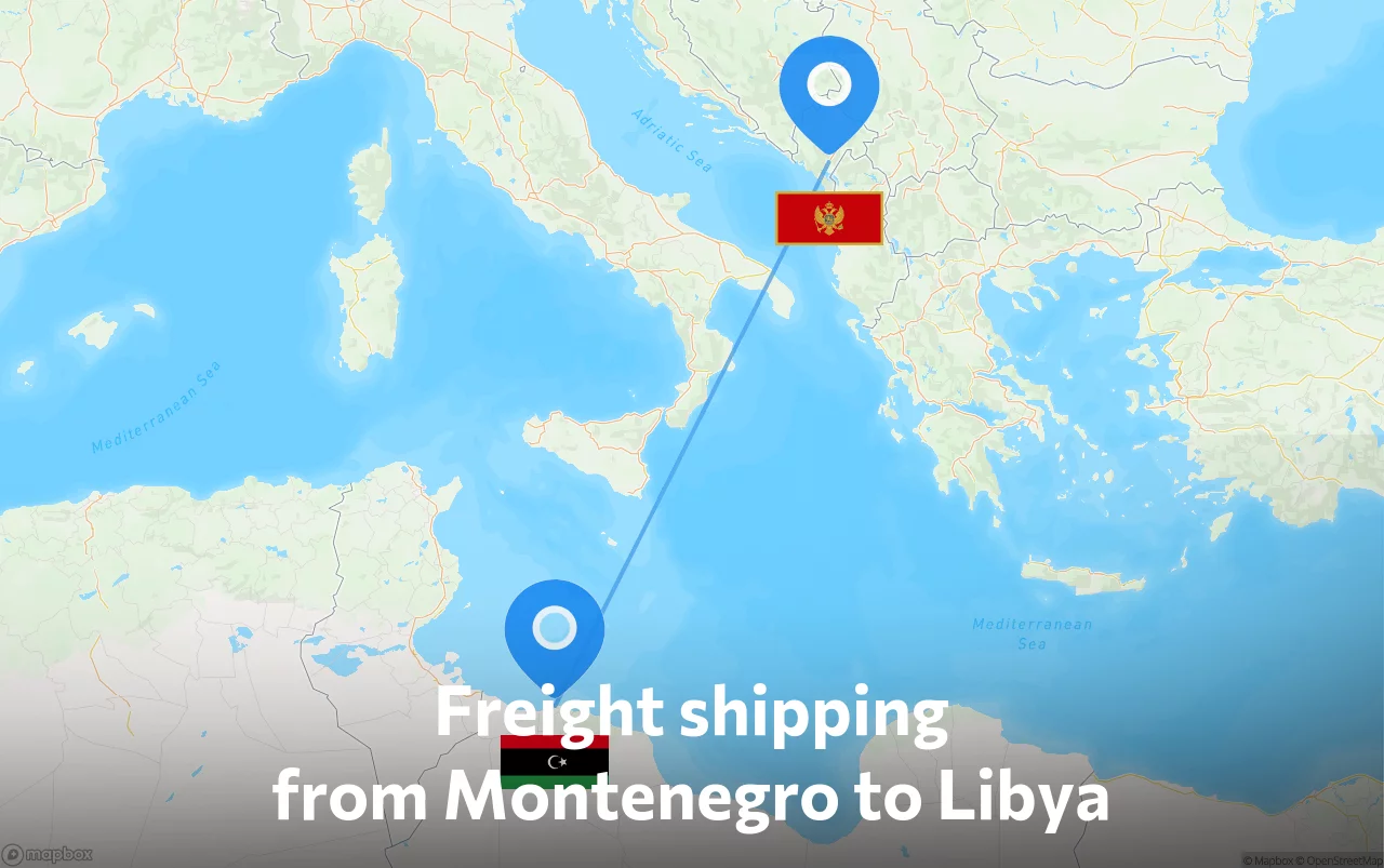 Shipping route from Montenegro to Libya