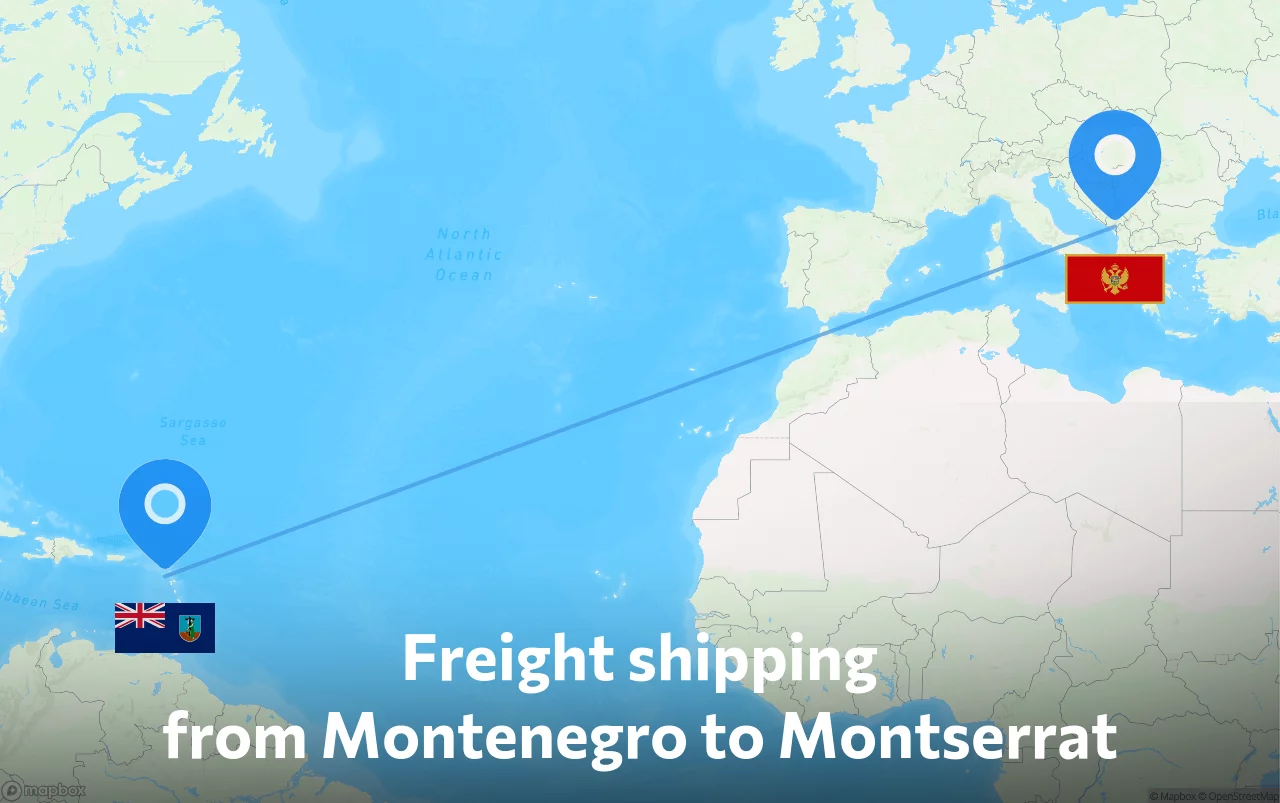Shipping route from Montenegro to Montserrat