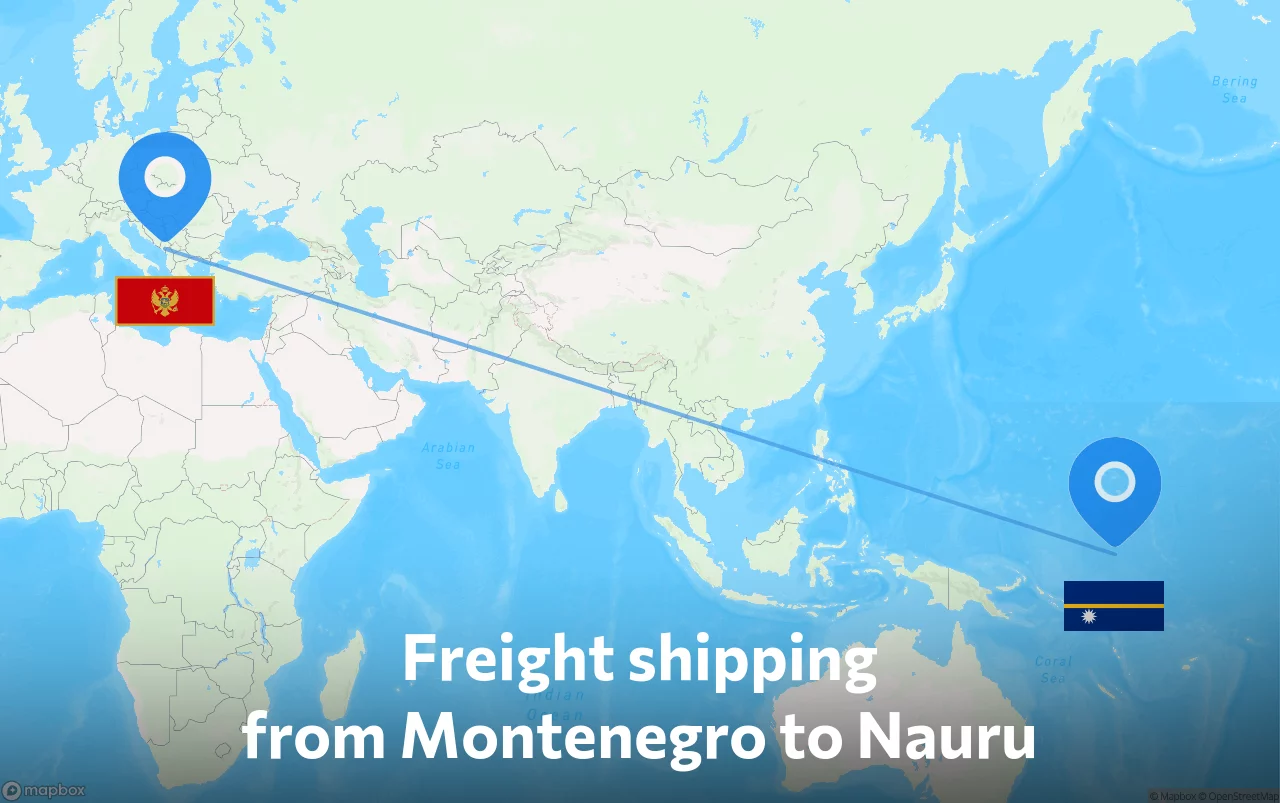 Shipping route from Montenegro to Nauru