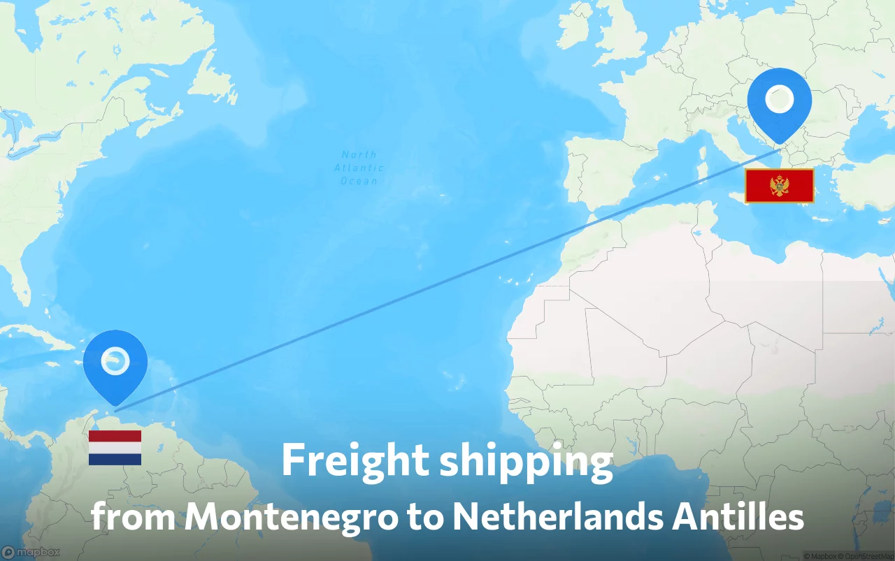 Shipping route from Montenegro to Netherlands Antilles