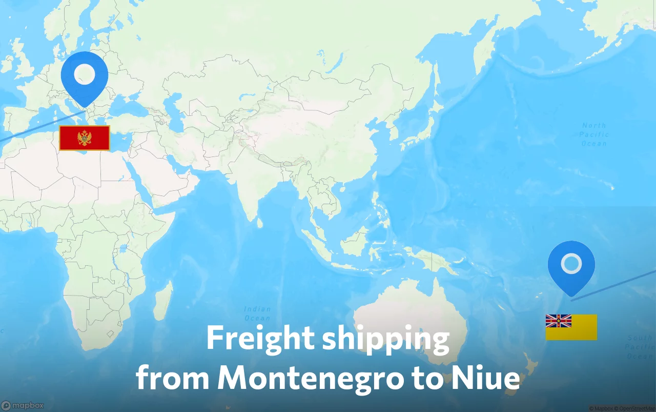 Shipping route from Montenegro to Niue