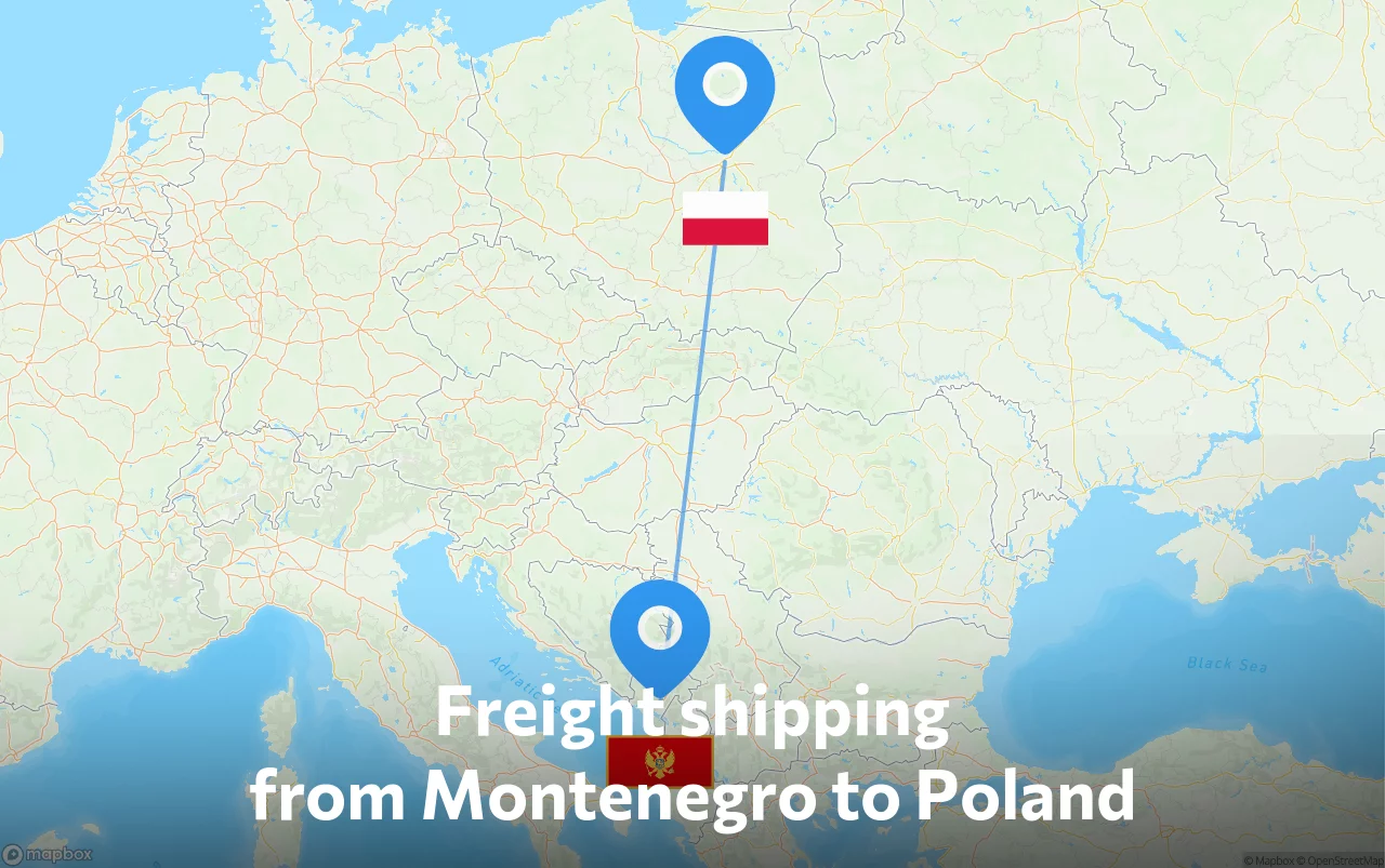 Shipping route from Montenegro to Poland