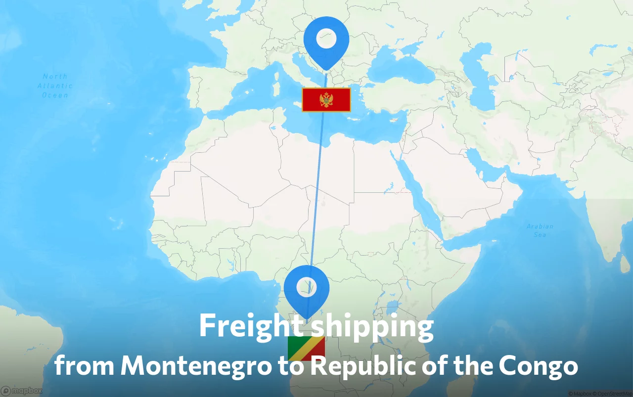 Shipping route from Montenegro to Republic of the Congo