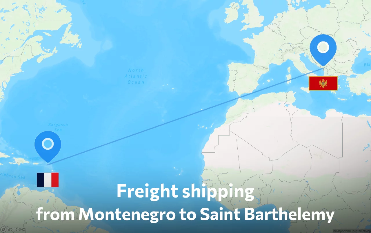 Shipping route from Montenegro to Saint Barthelemy