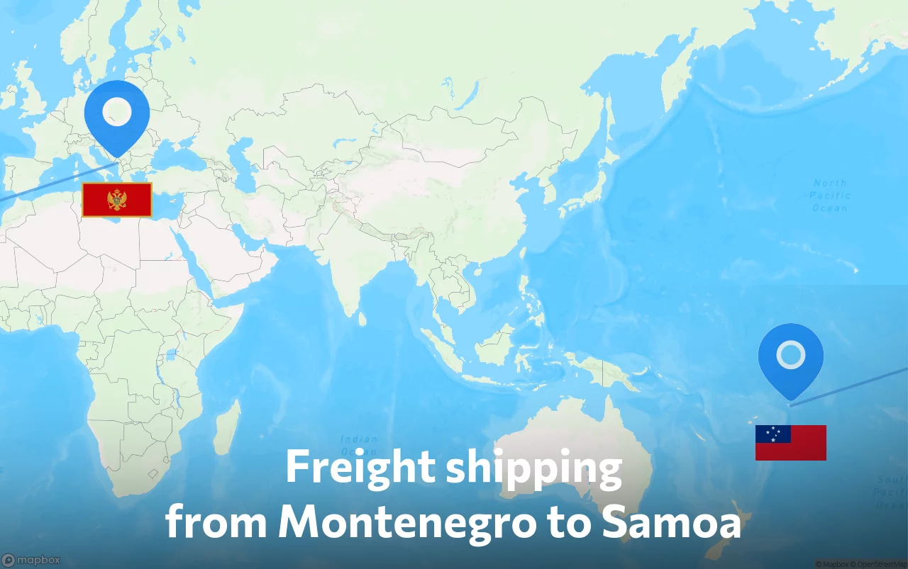 Shipping route from Montenegro to Samoa
