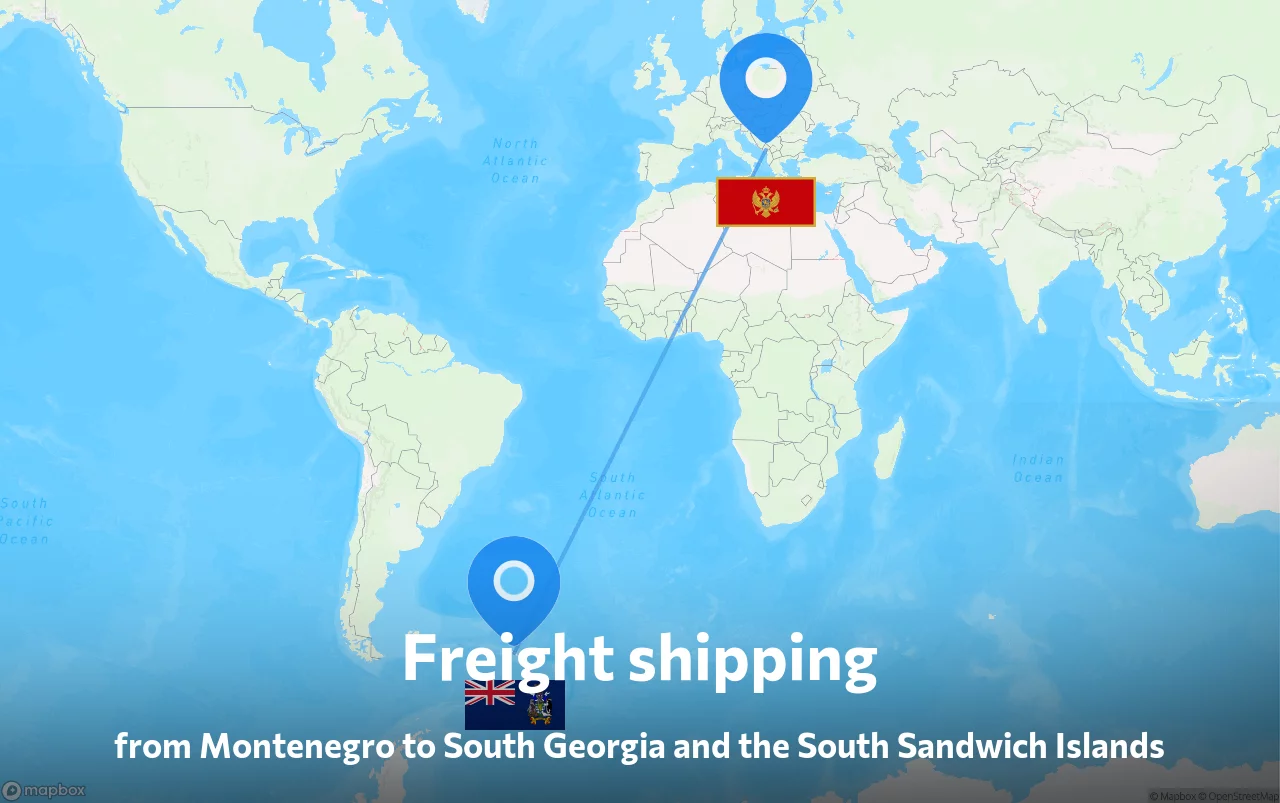 Shipping route from Montenegro to South Georgia and the South Sandwich Islands