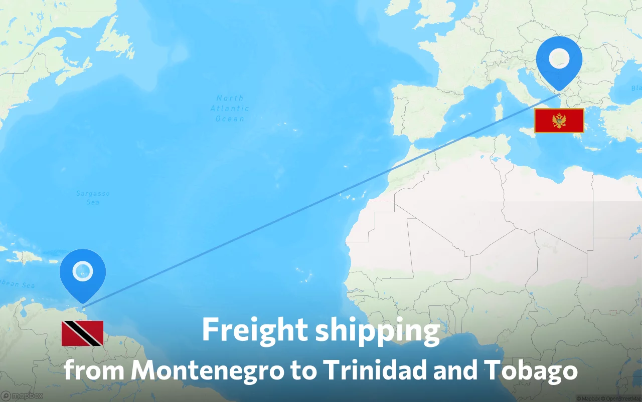 Shipping route from Montenegro to Trinidad and Tobago