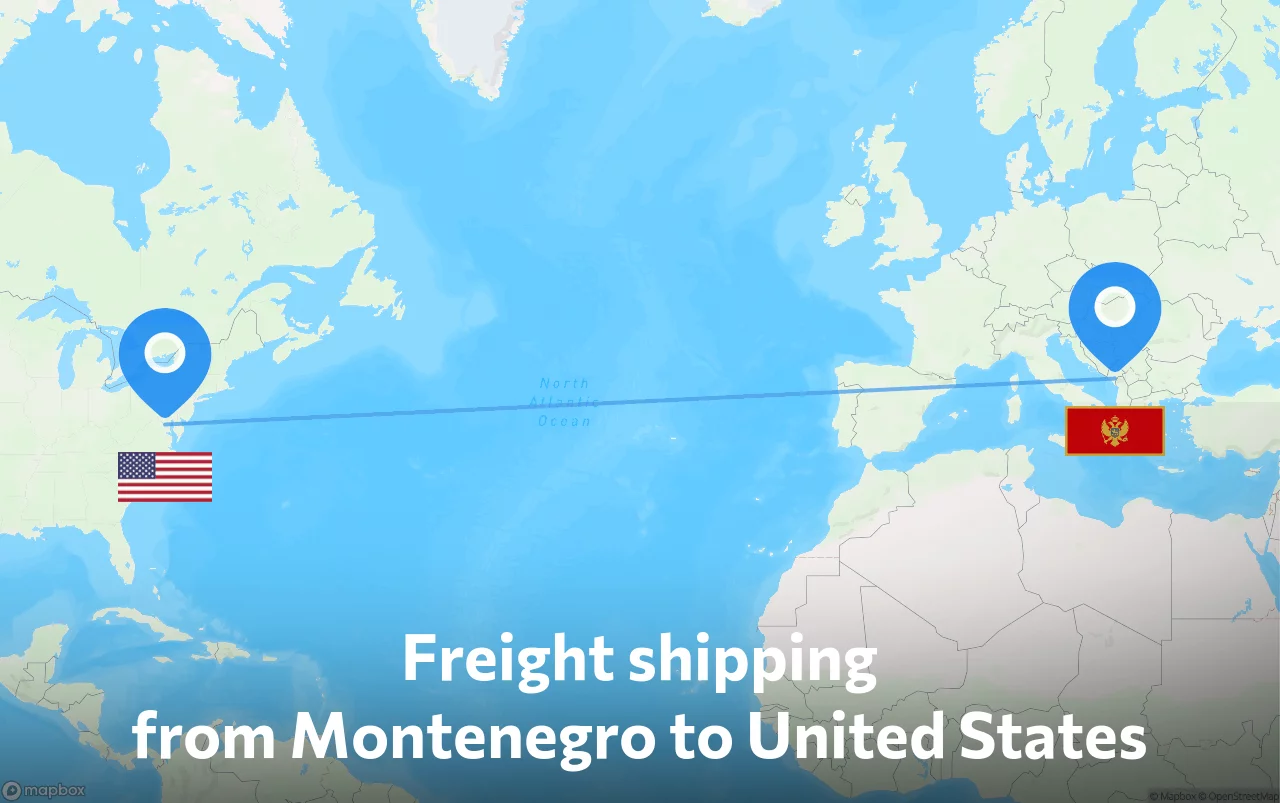 Shipping route from Montenegro to United States