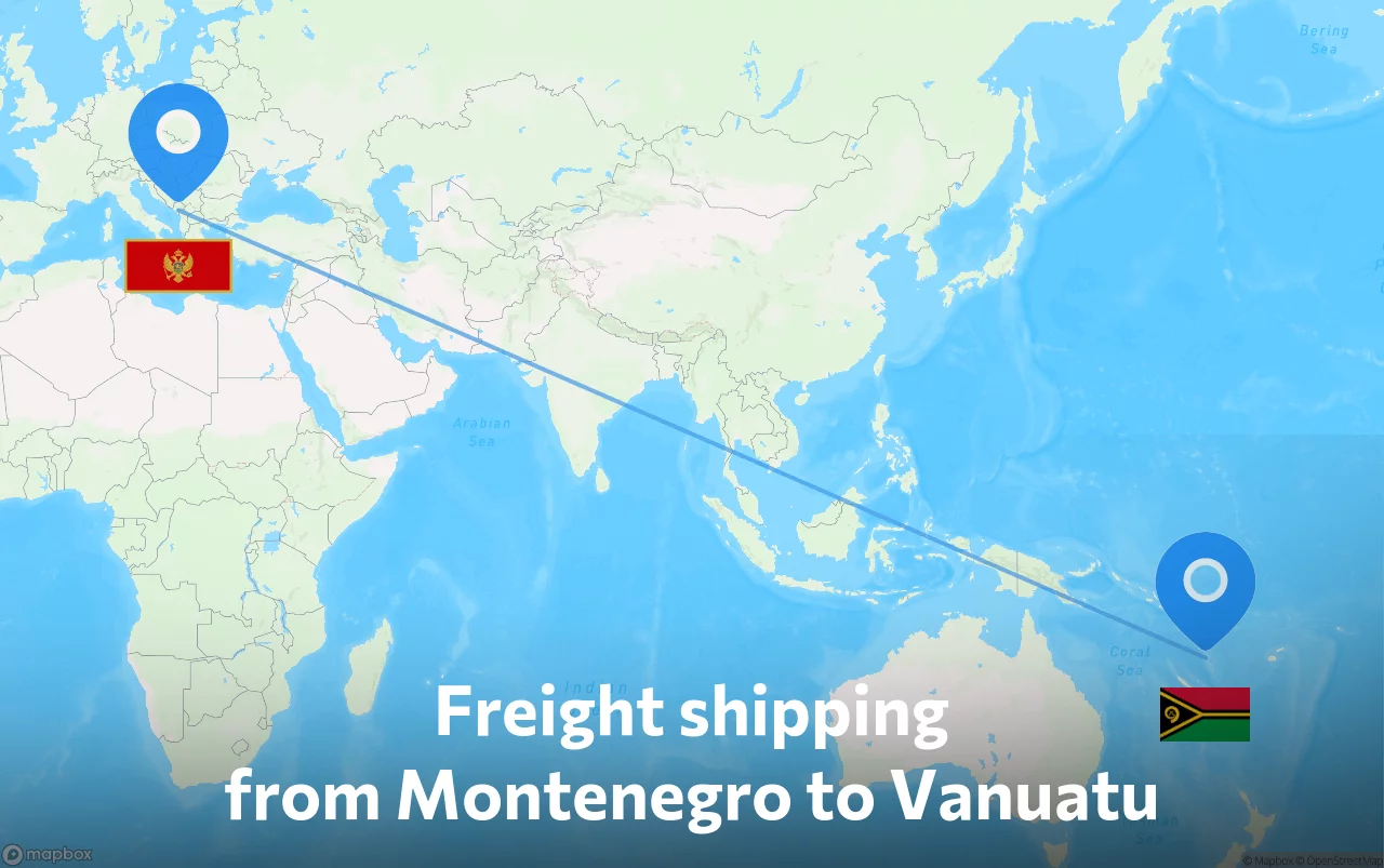 Shipping route from Montenegro to Vanuatu