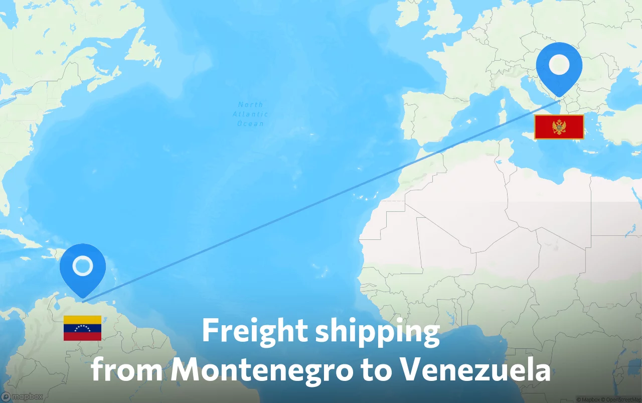 Shipping route from Montenegro to Venezuela