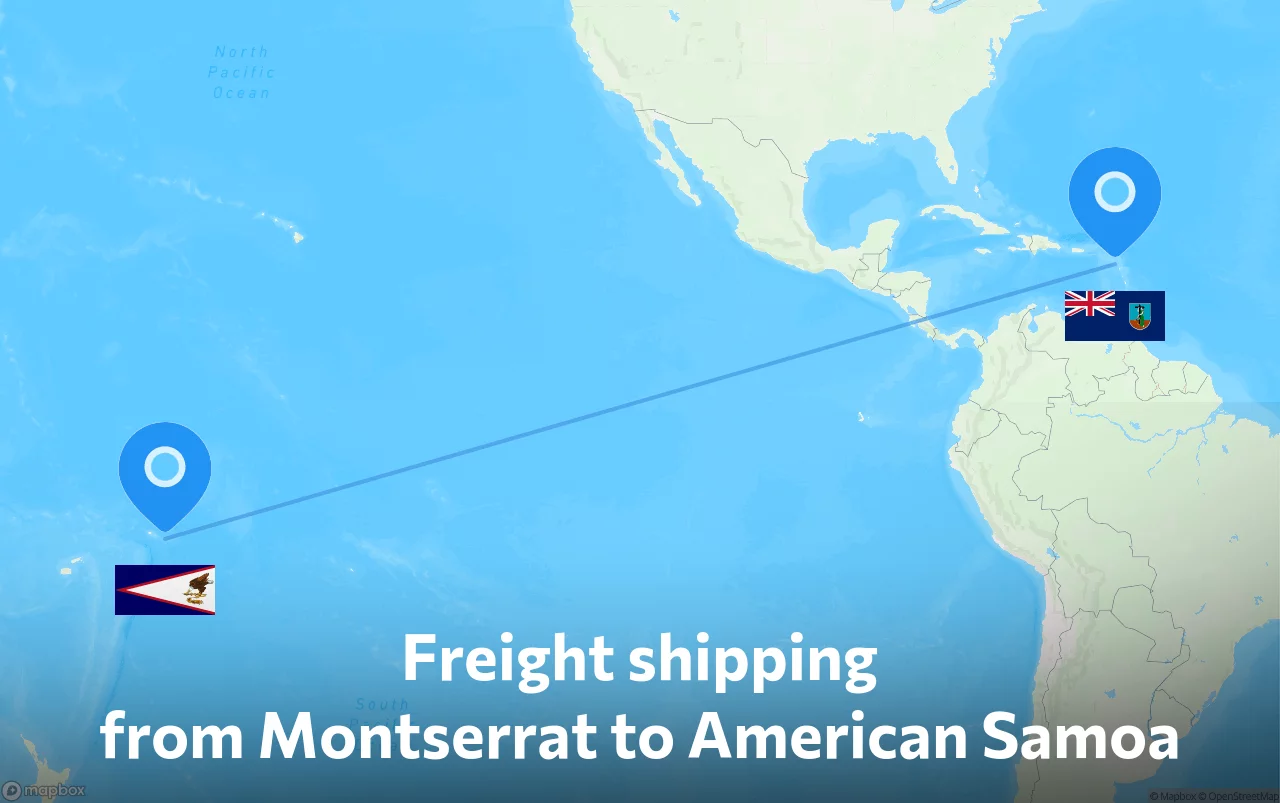 Shipping route from Montserrat to American Samoa