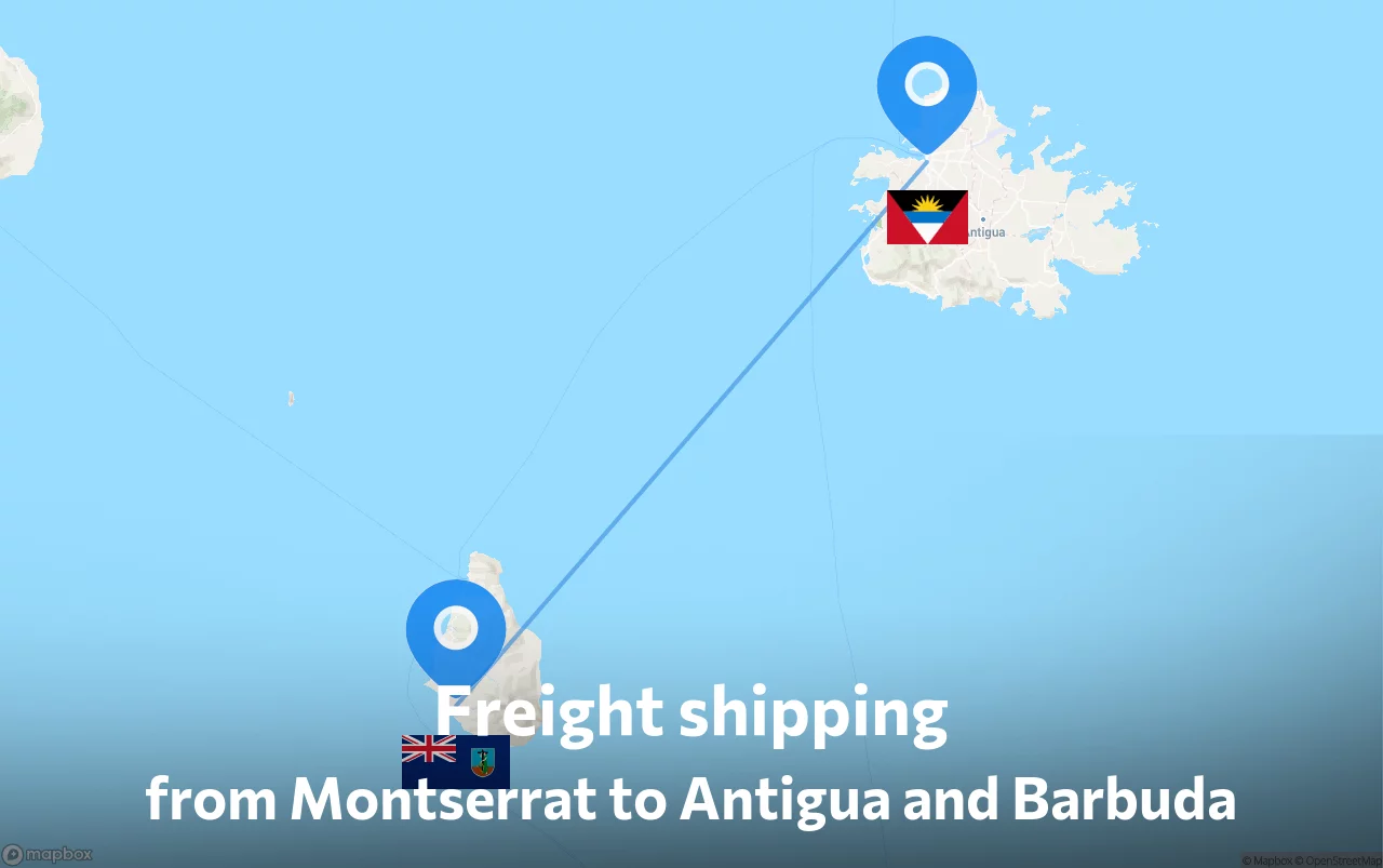 Shipping route from Montserrat to Antigua and Barbuda