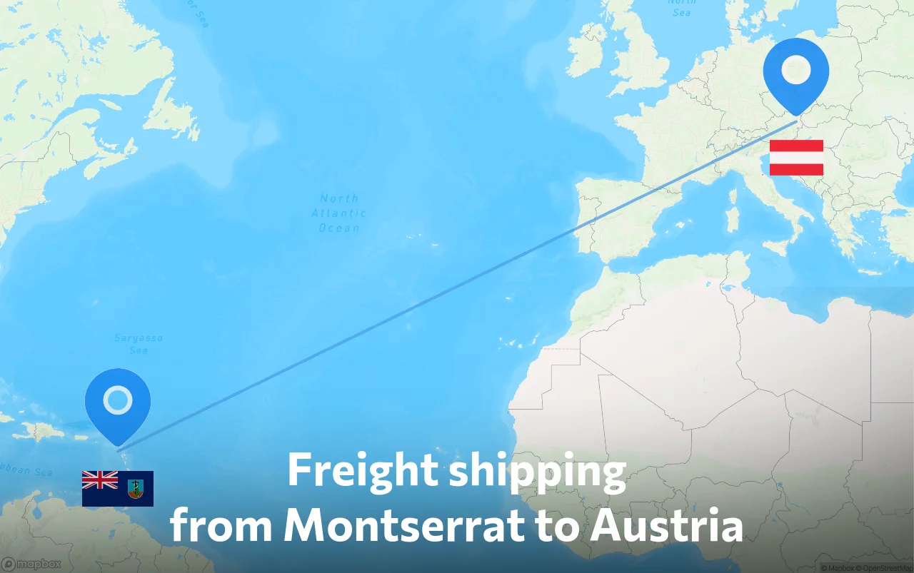 Shipping route from Montserrat to Austria