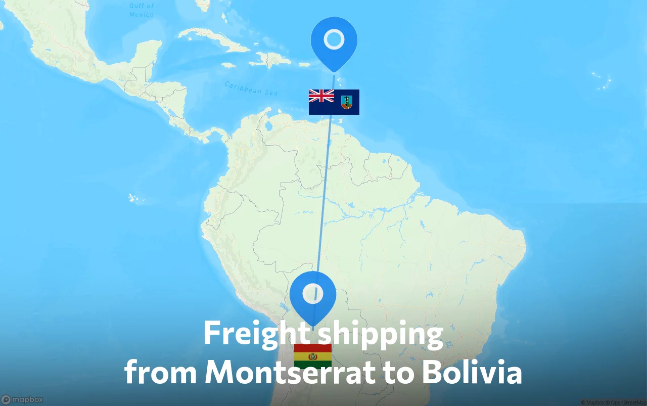 Shipping route from Montserrat to Bolivia