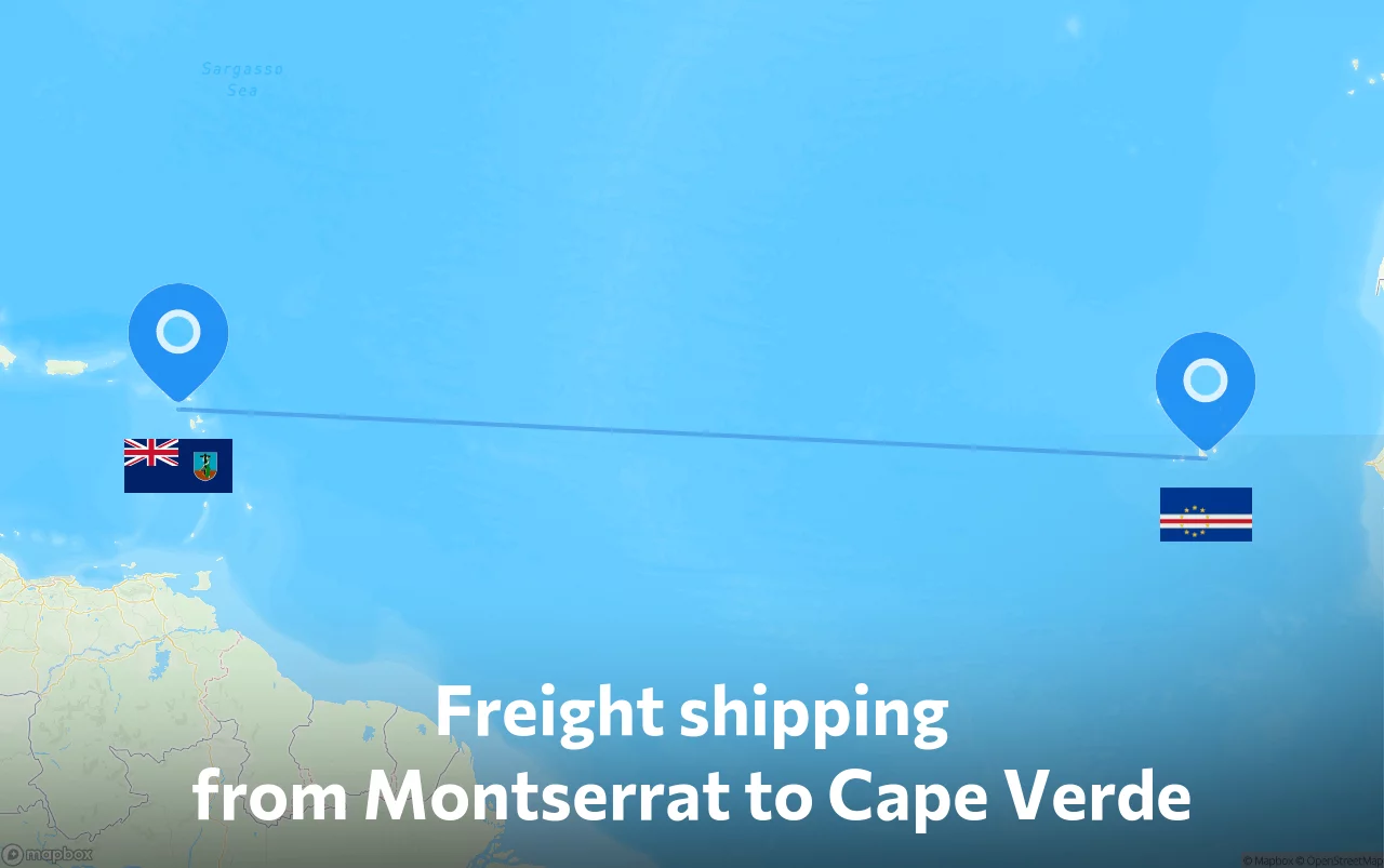 Shipping route from Montserrat to Cape Verde