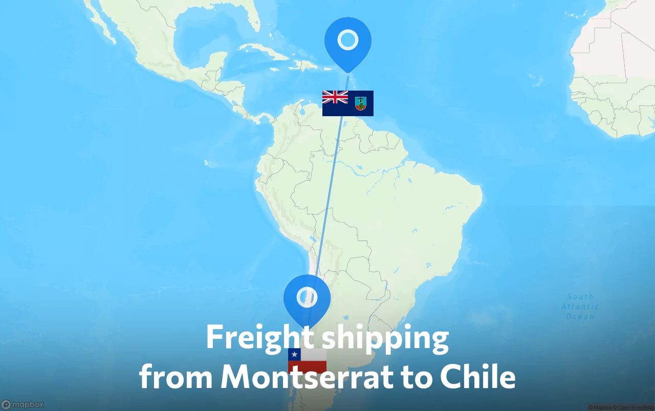 Shipping route from Montserrat to Chile