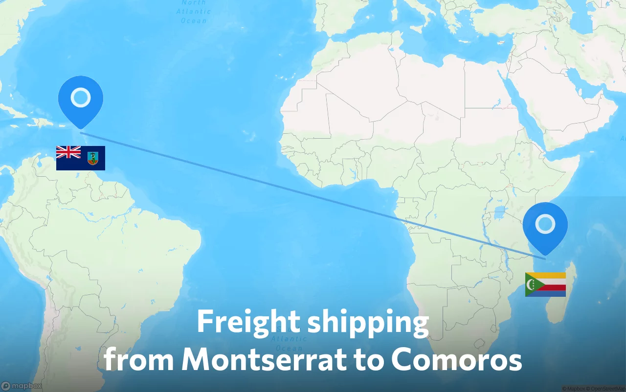 Shipping route from Montserrat to Comoros