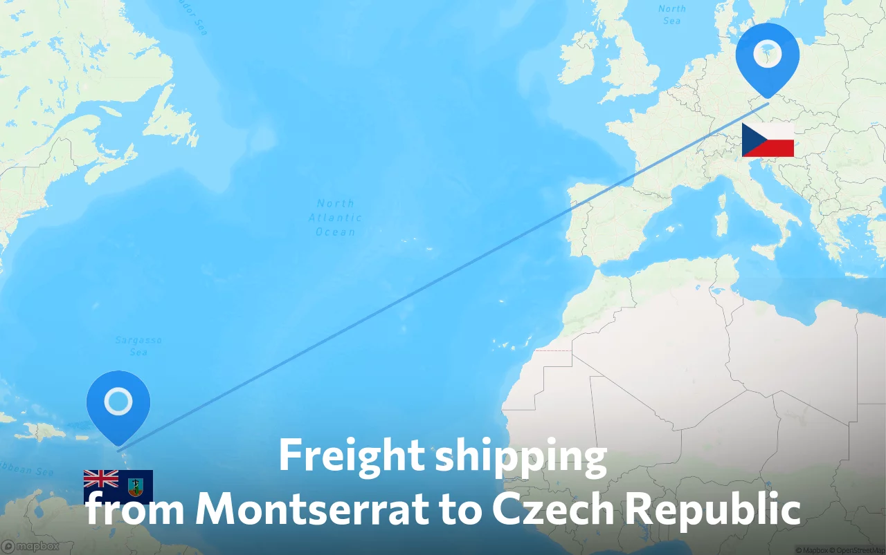 Shipping route from Montserrat to Czech Republic