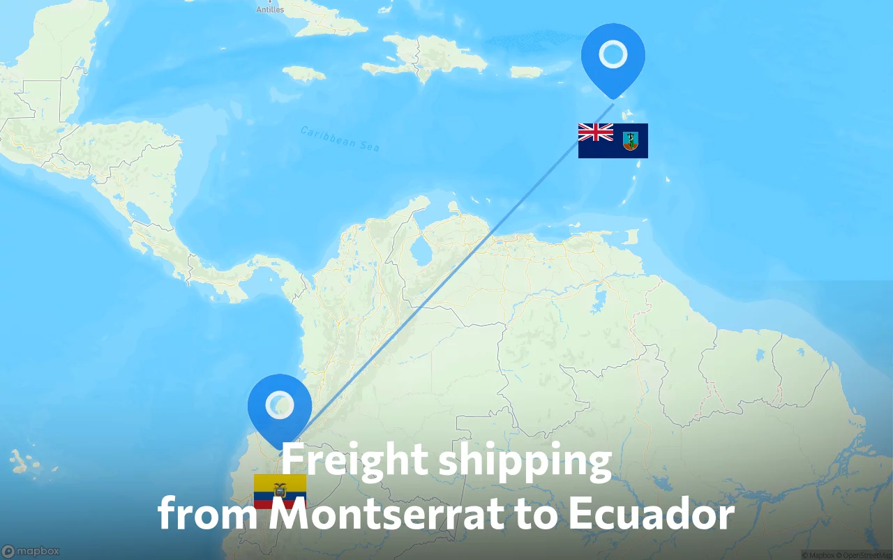 Shipping route from Montserrat to Ecuador