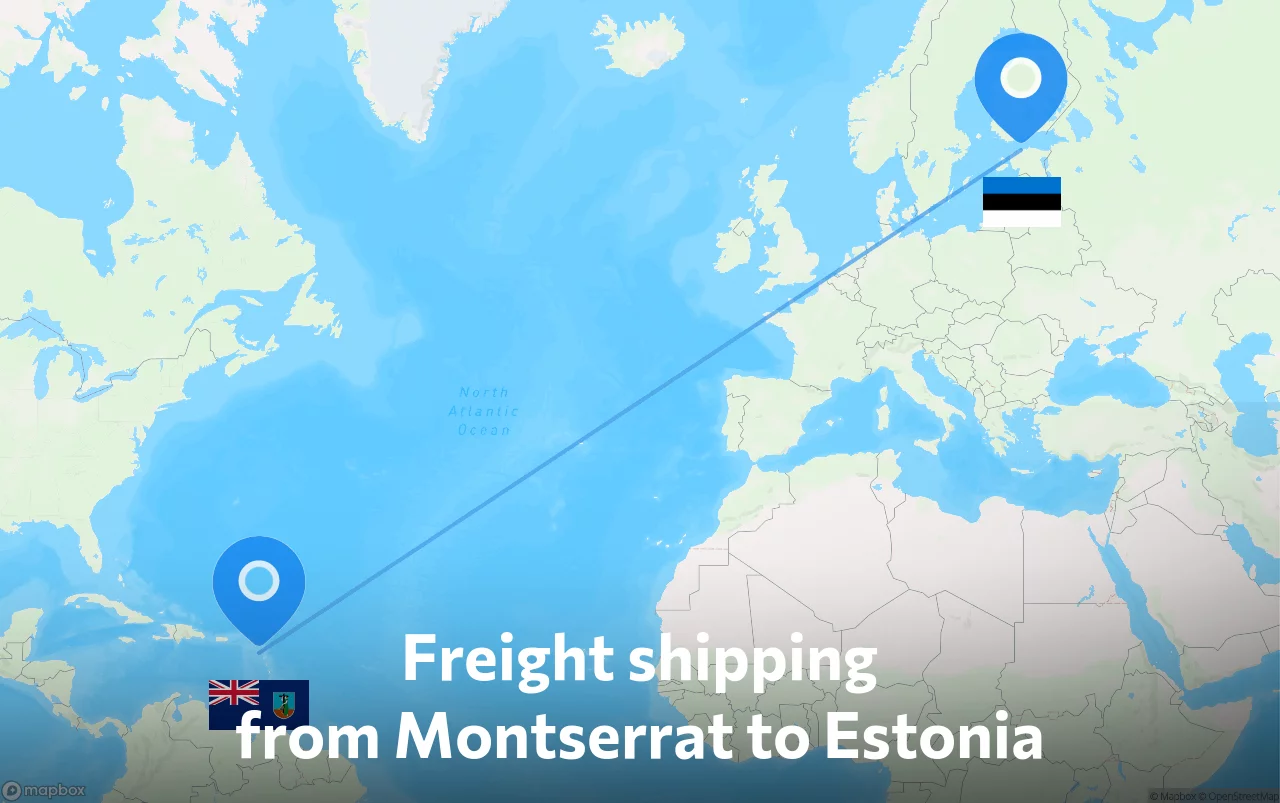Shipping route from Montserrat to Estonia