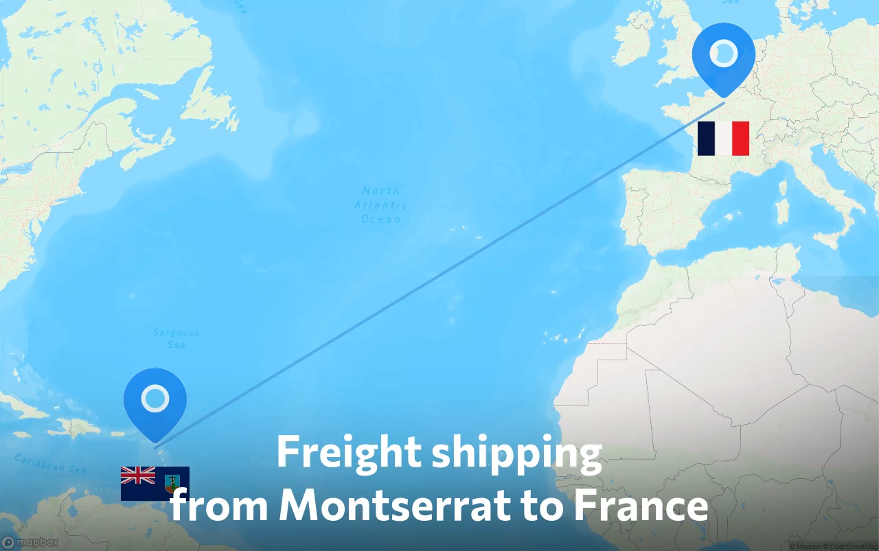 Shipping route from Montserrat to France