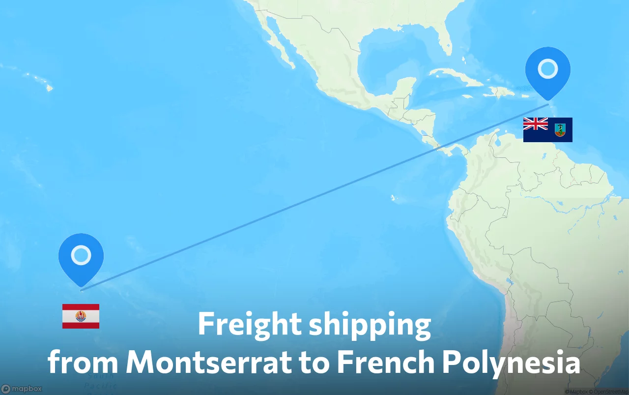 Shipping route from Montserrat to French Polynesia