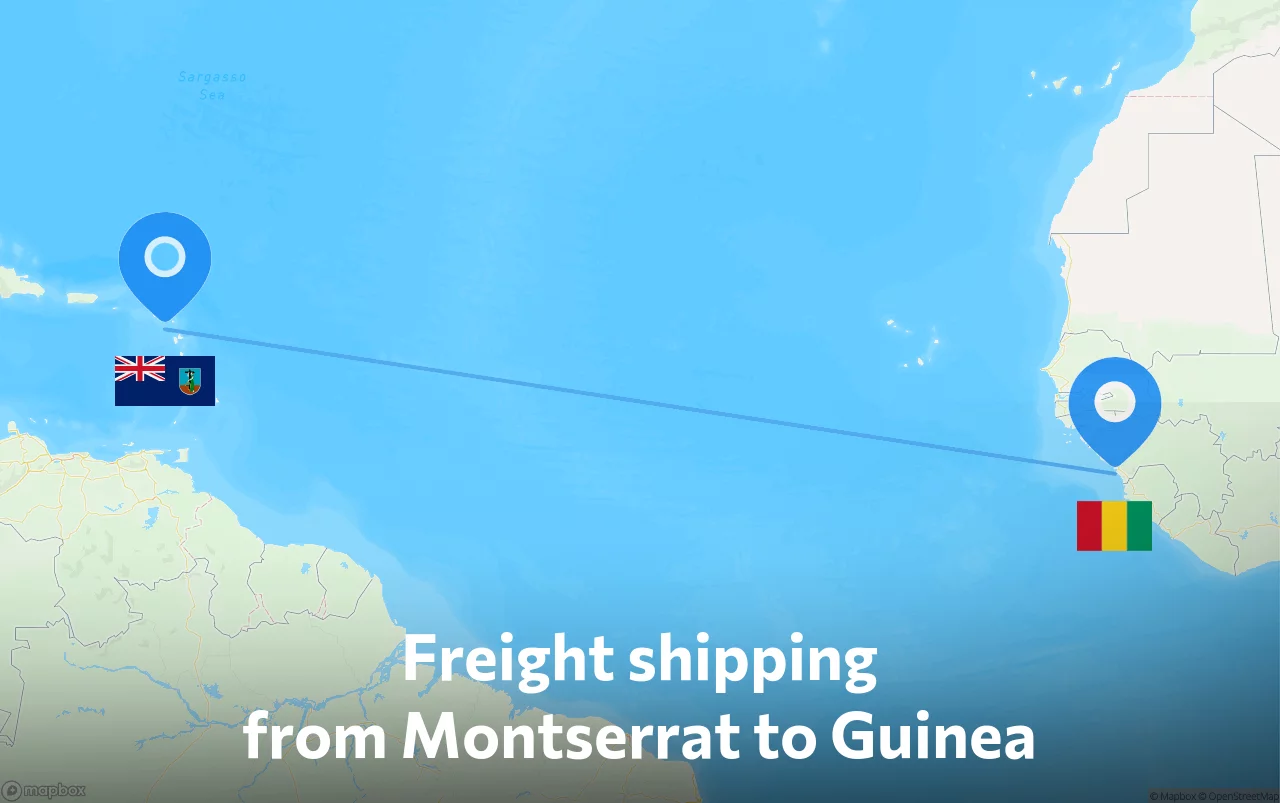 Shipping route from Montserrat to Guinea