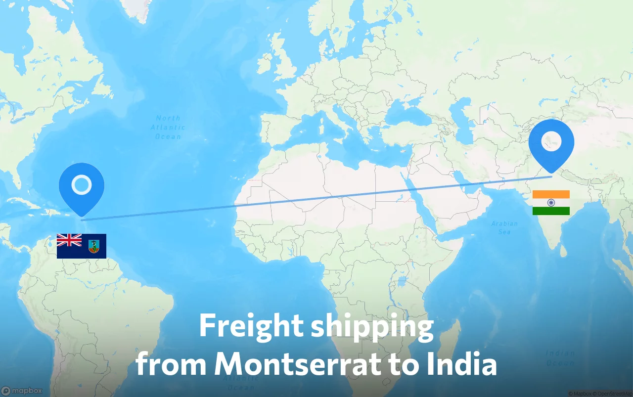 Shipping route from Montserrat to India