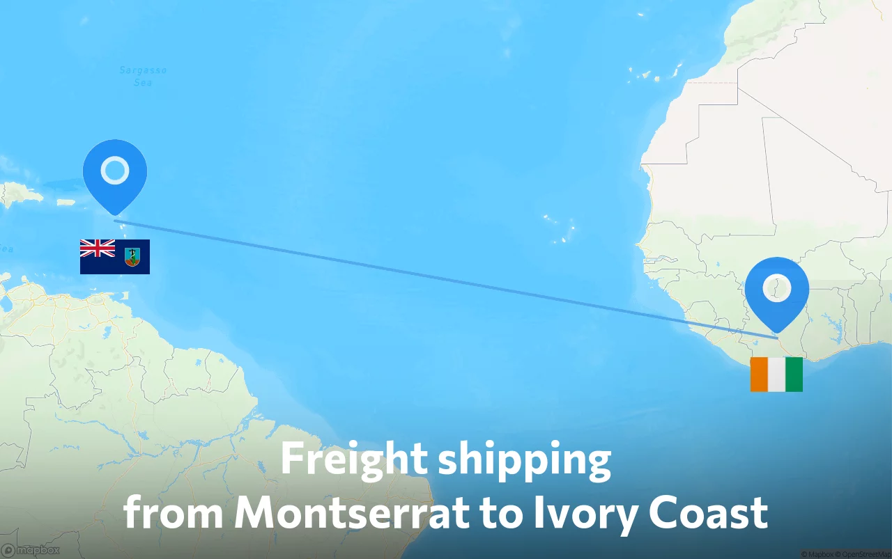 Shipping route from Montserrat to Ivory Coast