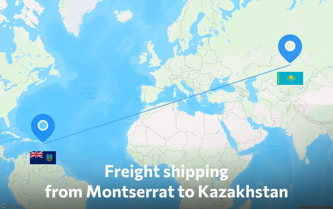 Shipping route from Montserrat to Kazakhstan