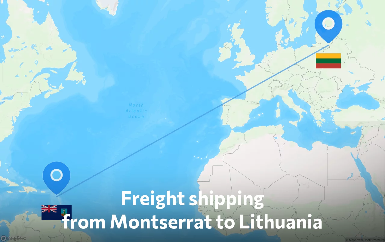 Shipping route from Montserrat to Lithuania